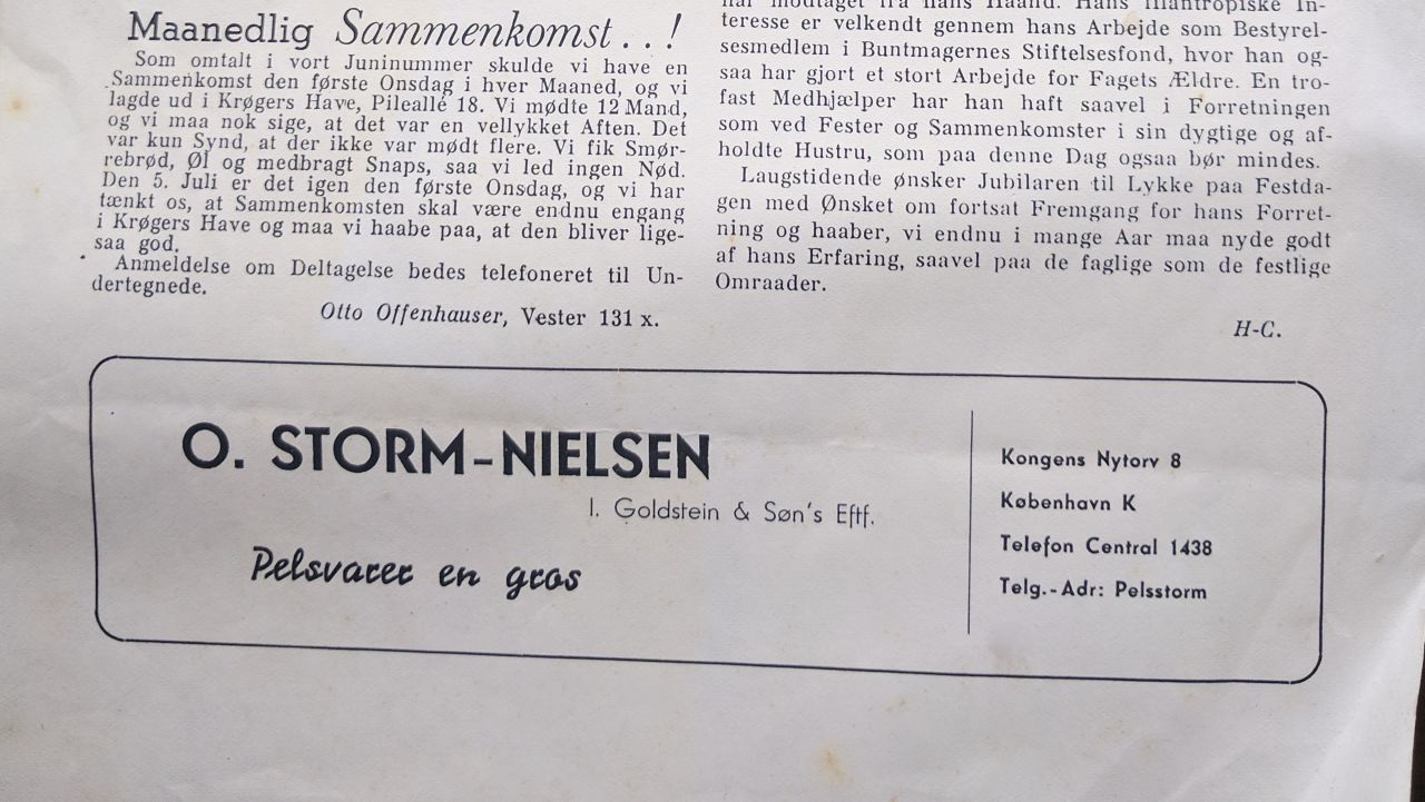 Salg af J. Goldstein & Søn til Storm-Nielsen 1943