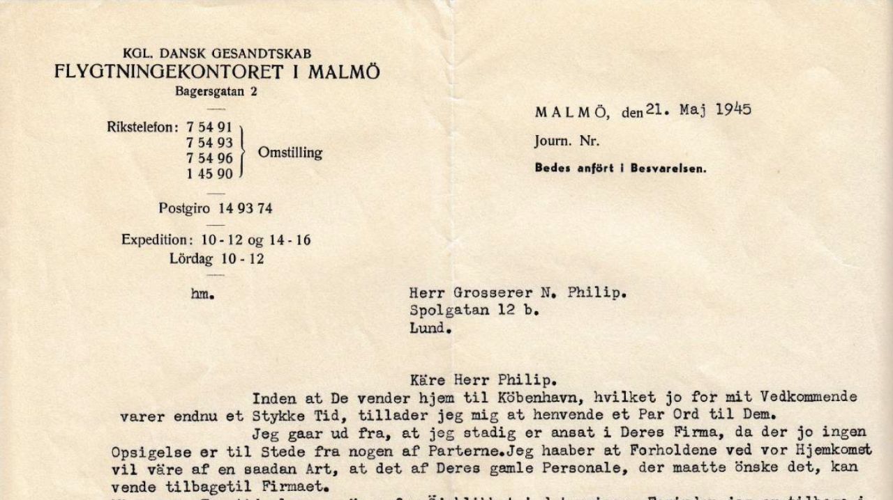 “Jeg går ud fra, jeg stadig er ansat i Deres firma” 1945