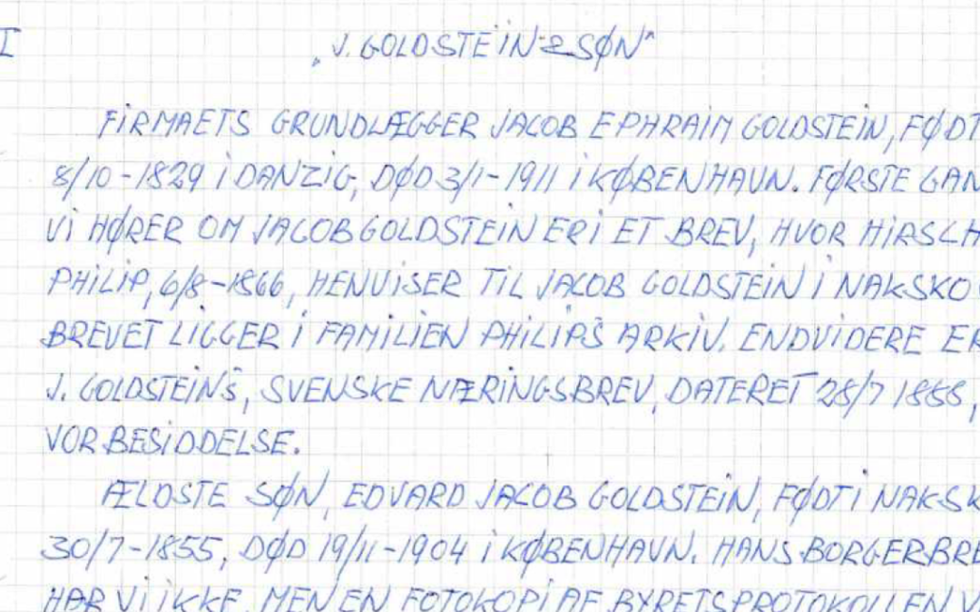 Alfred Sanders beretning om firmaets historie