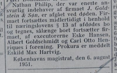 Meddelelser om Nathan Philips død 1951